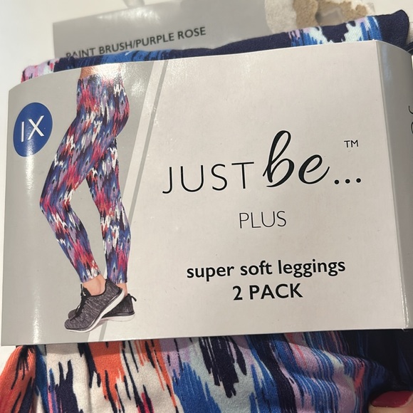 Just be Leggings Size 1X Two Pack Purple and Paintbrush super soft New - Picture 4 of 4